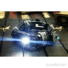 LED Light Outdoor Survival Camo Paracord Bracelet Flint Fire Starter Compass NEW (Red)